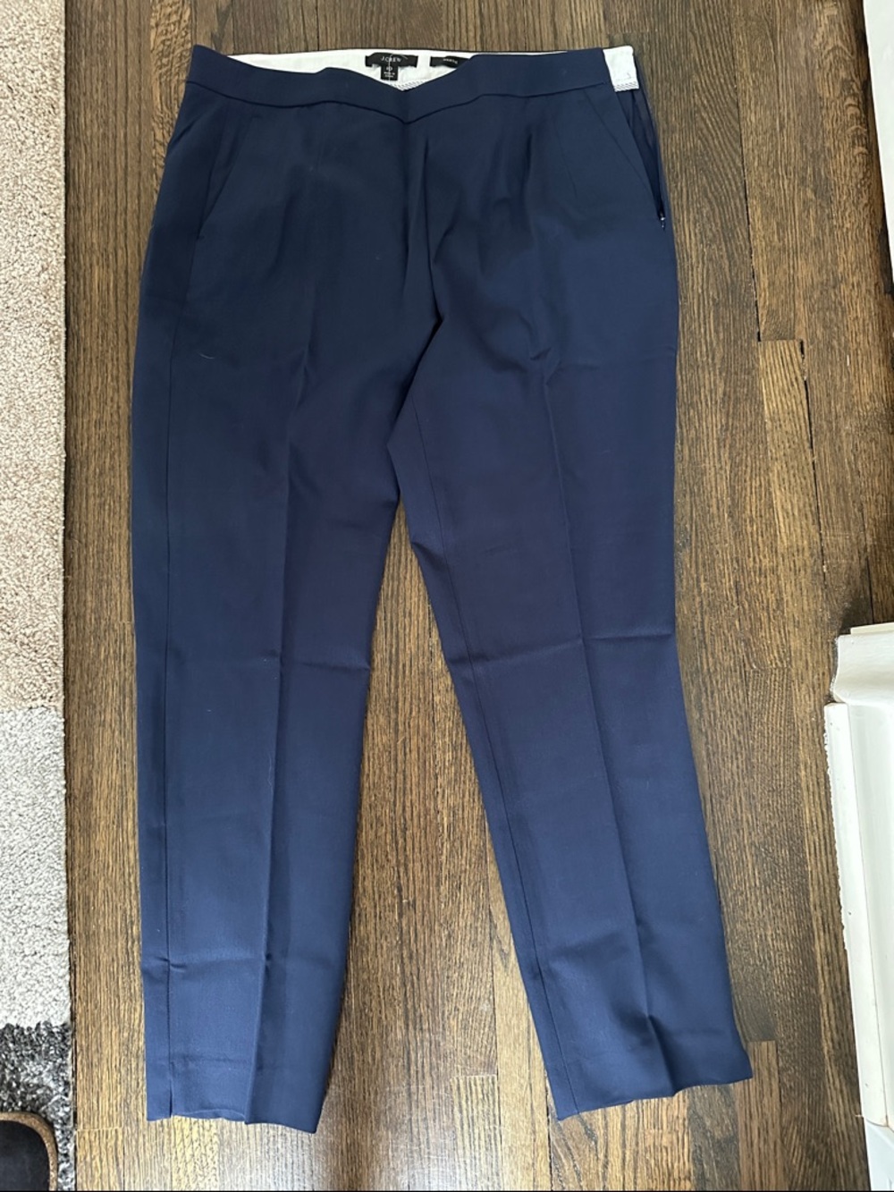 NWT J.Crew Martie Pant in bi-stretch cotton; Navy; Size 10.